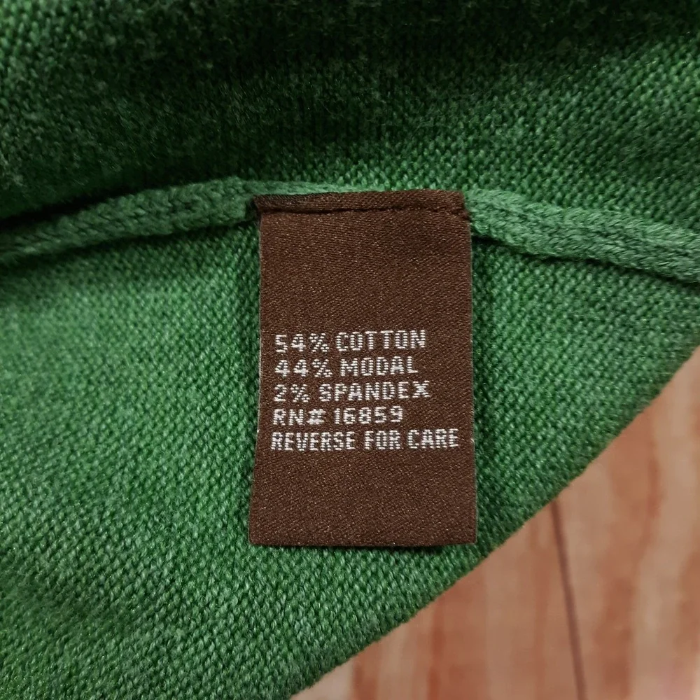 J. McLaughlin Sweater Mens Large Pullover Green V-Neck Cotton Modal Spandex